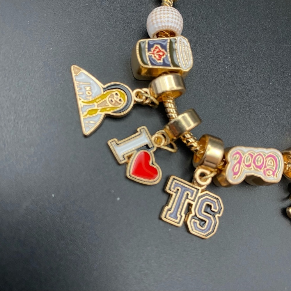 Gold Bracelet with Colorful Taylor Swift Slide Charms - Picture 3 of 6